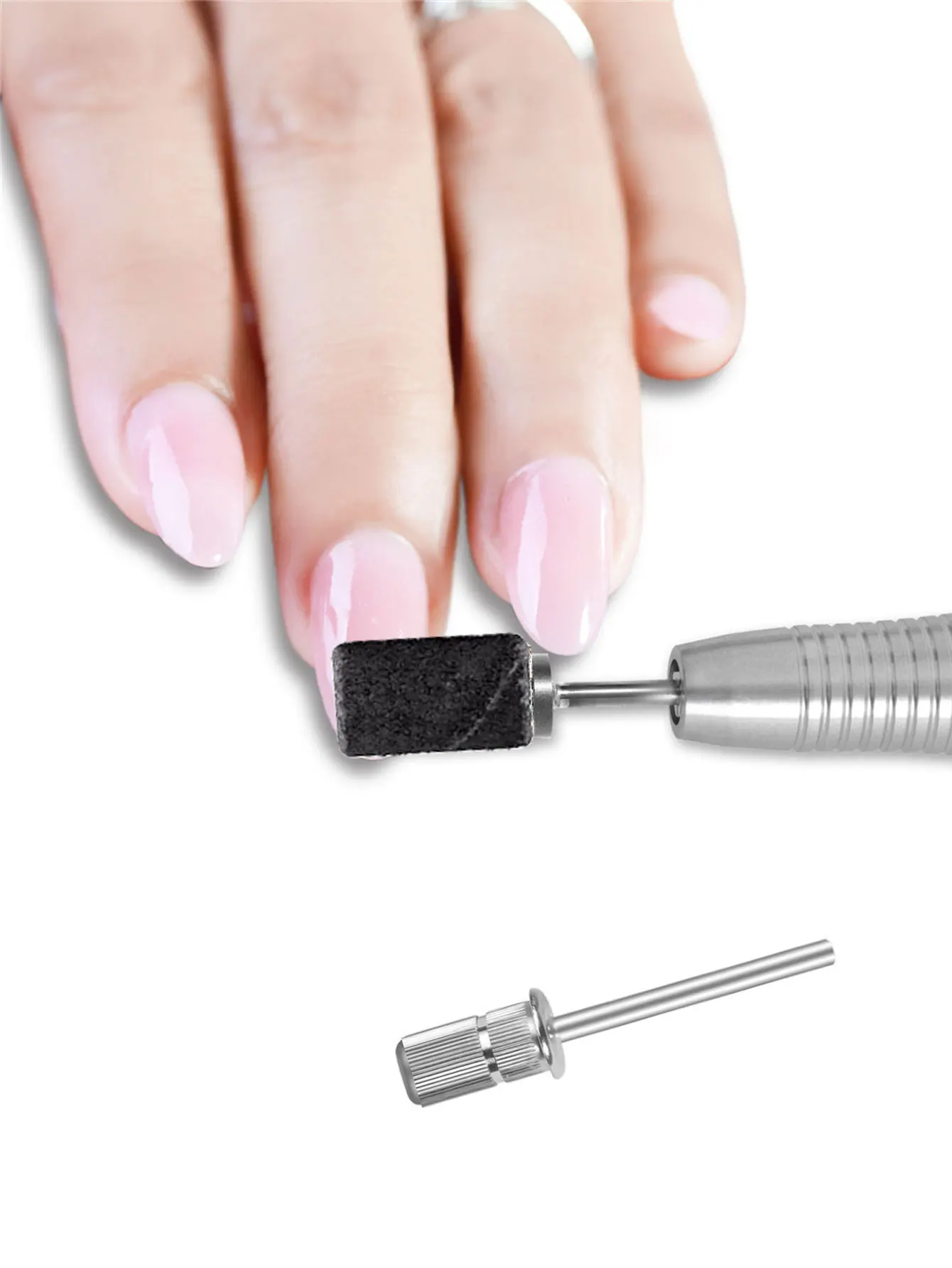 100 pièces bandes de ponçage avec 1 pièces ensemble d'arbres métalliques forets à ongles pour enlever le vernis à ongles Gel callosités de peau morte foret de coupe