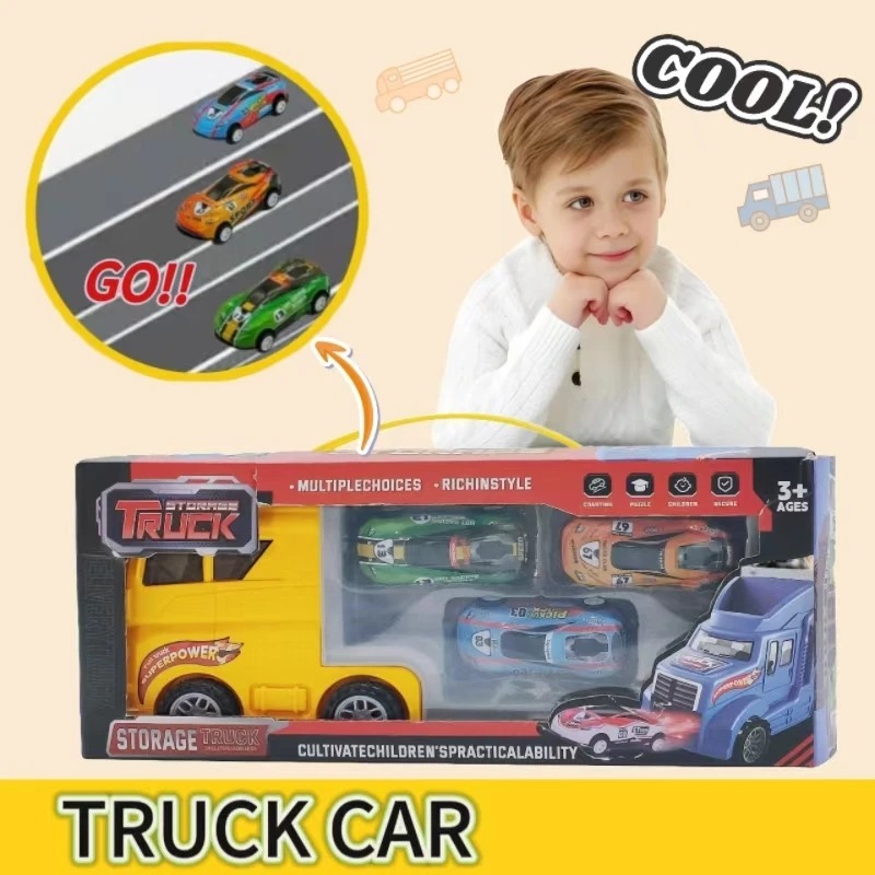 2024 Hot Selling Toy Truck Carried 3 Car Super Simulation Built In Car Outdoor Toy For Parent Kids Interaction Christmas Gifts