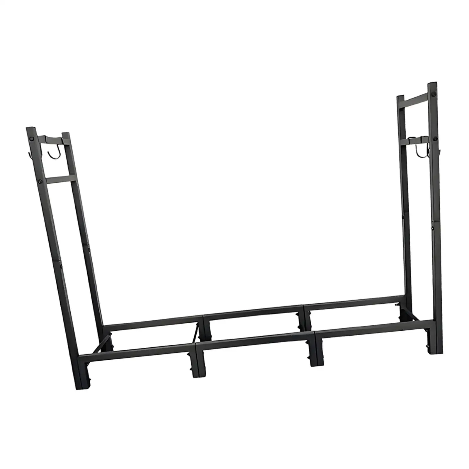 Wrought Iron Firewood Rack Log Holder Lumber Storage Organizer for Backyard Deck Sturdy 550 Pounds Capacity 114x25x80cm