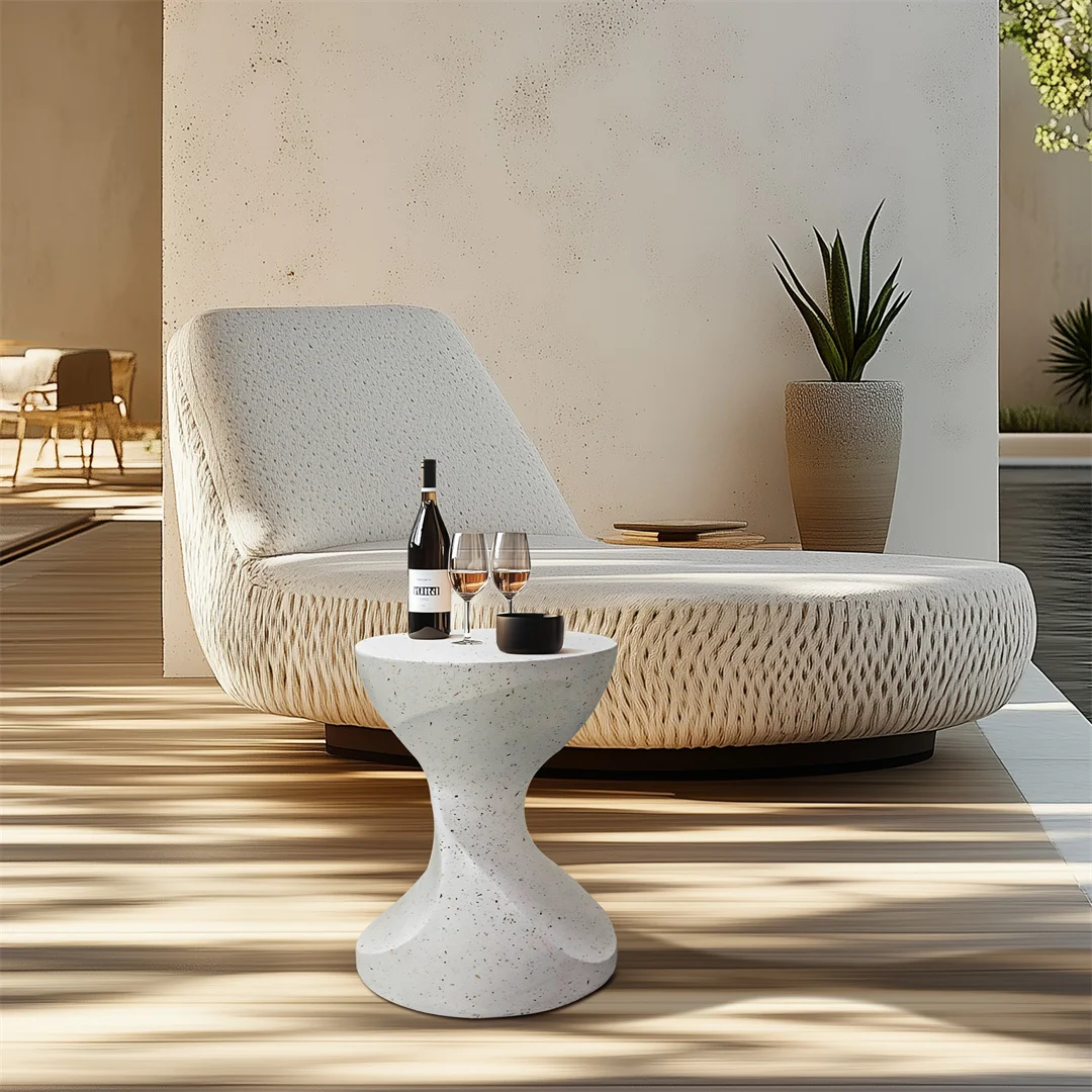 Lightweight Concrete Side Table: Modern Living Room Concrete Sofa Side End Table Bedside Accent Table for Indoor Kitchen, Outdoors Balcony, Patio