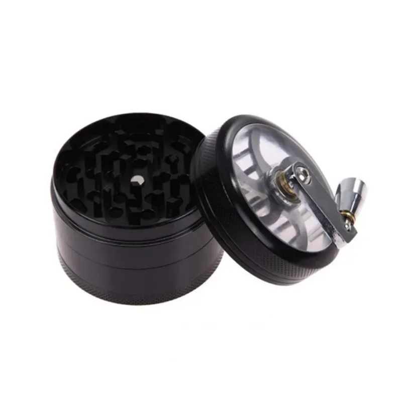 Hot 40mm zinc alloy smoke grinder with 4-layer hand cranked metal grinder and handle