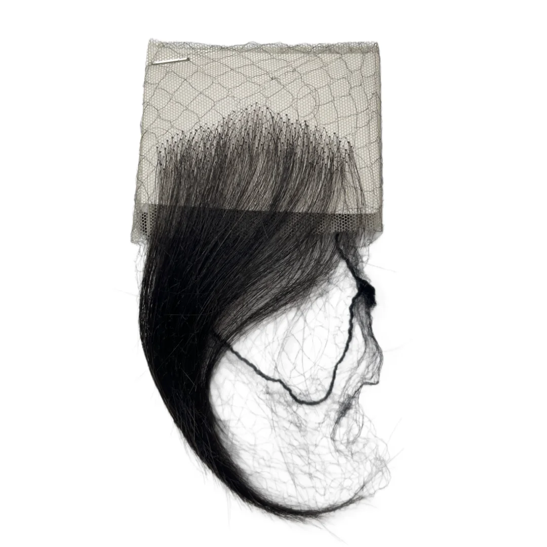 شرائط دانتيل للشعر للنساء - خط شعر دانتيل غير مرئي قابل لإعادة الاستخدام مع قطعتين من قطع الشعر البشري الطبيعي المصنوع يدويًا، أسود 6 بوصات