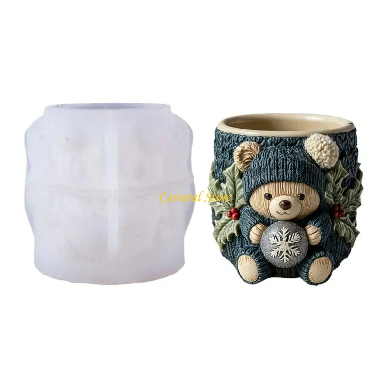 

M4YF Flexible Silicone Bear Planter Mold Smooth Surfaces Easy Demolding For Resin Concrete Cement Crafts Decorative Container
