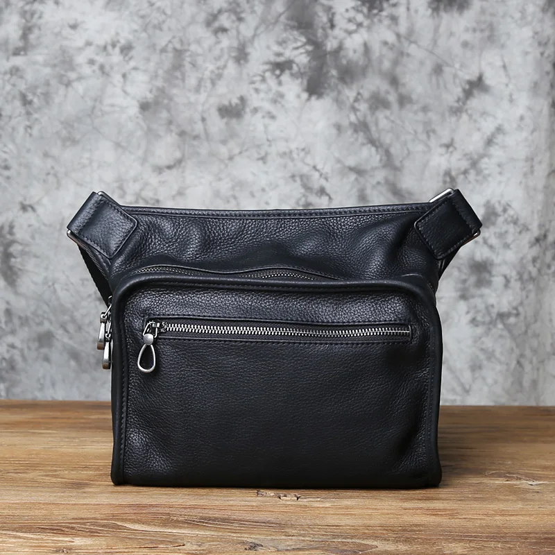 NZPJ Leder herren Schulter Tasche Casual Umhängetasche Top Schicht Rindsleder Horizontale Abschnitt Einfarbig Trend Tablet Computer Tasche – Detail 6