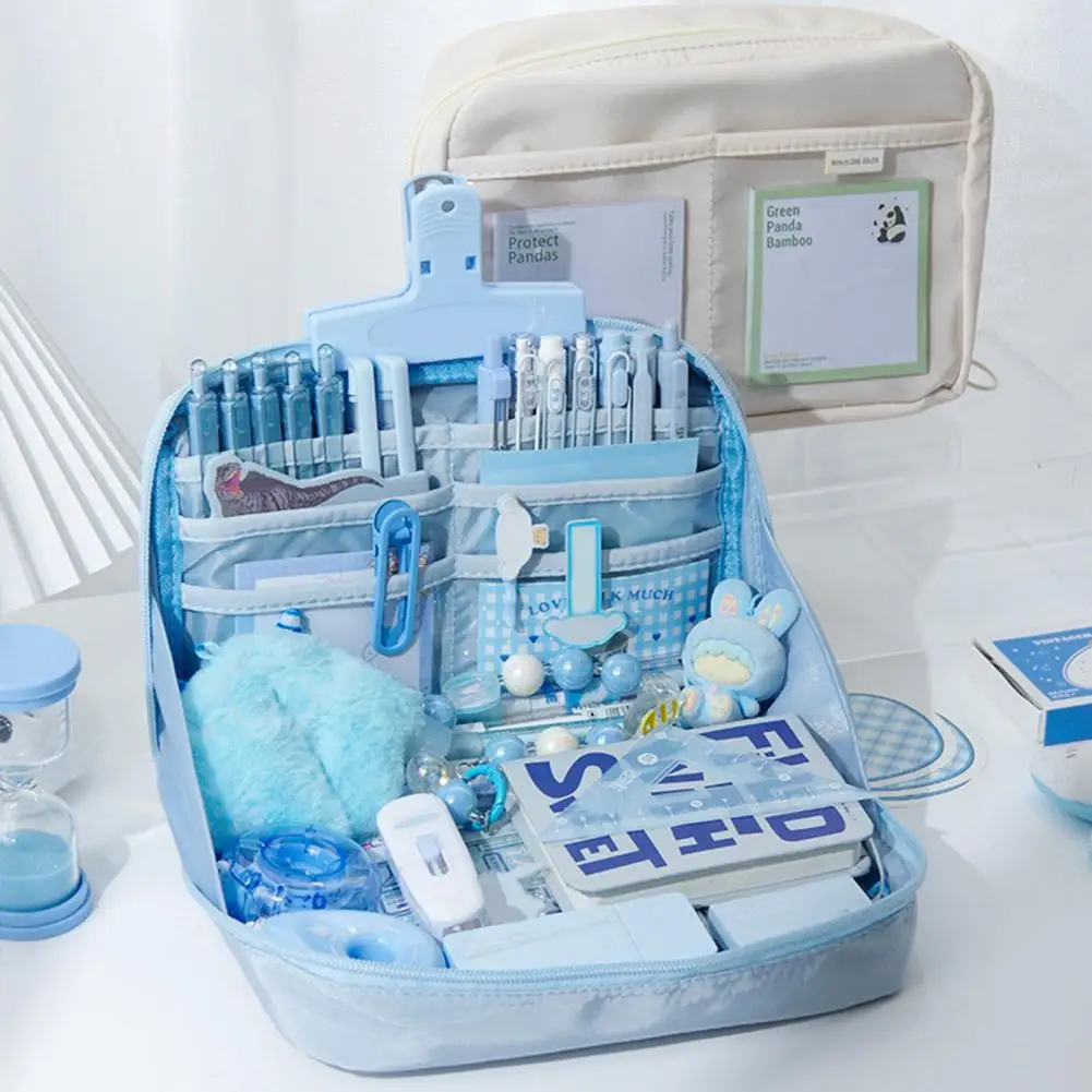 Tas penyimpanan multi-lapis, penyimpan pena tahan air kanvas multi-lapisan dengan kapasitas untuk 100 pena untuk kantor