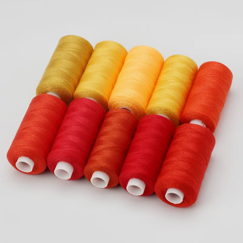 1 set van 10 rollen polyester 402 naaigaren voor handmatig en mechanisch gebruik, 400 yards, doe-het-zelf - afbeelding 1