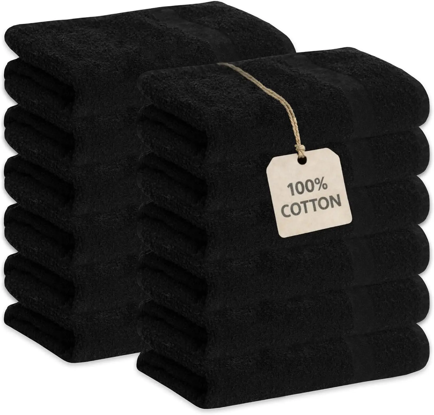 

Black Bleach Proof Towels 100% Cotton 16x25 Premium Spa Quality Super Soft Absorbent for Gym Pool Salon Home 12 Pack