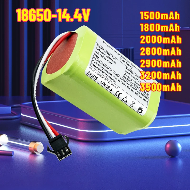 3PCS 14.4V 1500mAh-3200mAh18650 Li-Ion Battery for Polaris  PVCR  Imou Bagotte BG800 KyvolE31 Coredy R750 Sweeping Robot