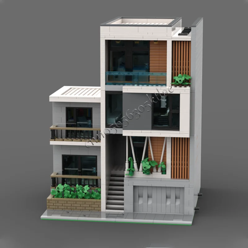 ชุดตัวต่อบล็อกสร้างสรรค์ 3031 ชิ้น รุ่นบ้านพักอาศัยหรูหราสไตล์โมเดิร์น พร้อมวิวถนน ของเล่นประกอบเองสำหรับเด็ก ของขวัญวันหยุด