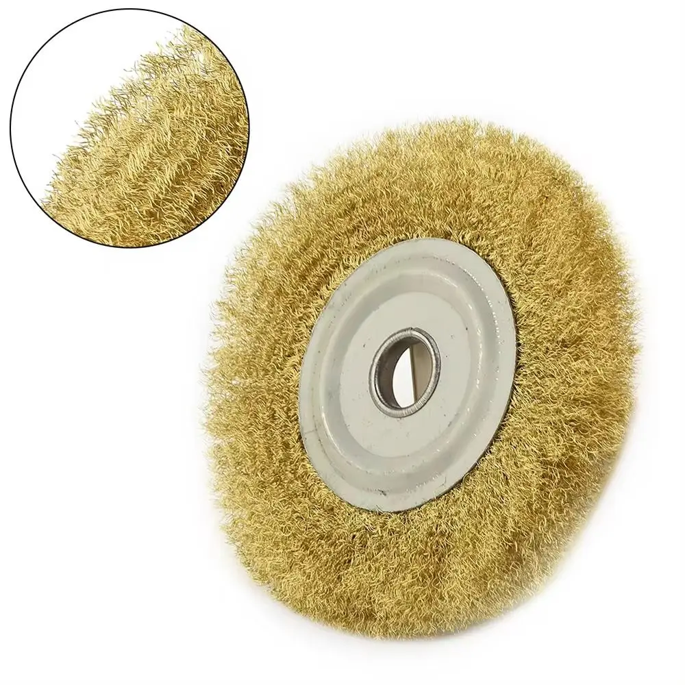 Imagem -02 - Flat tipo Cobre Wire Wheel para Bench Grinder Metal Polishing Abrasive Tool Pure Brass Brush 100 mm 125 mm 150 mm 1pc