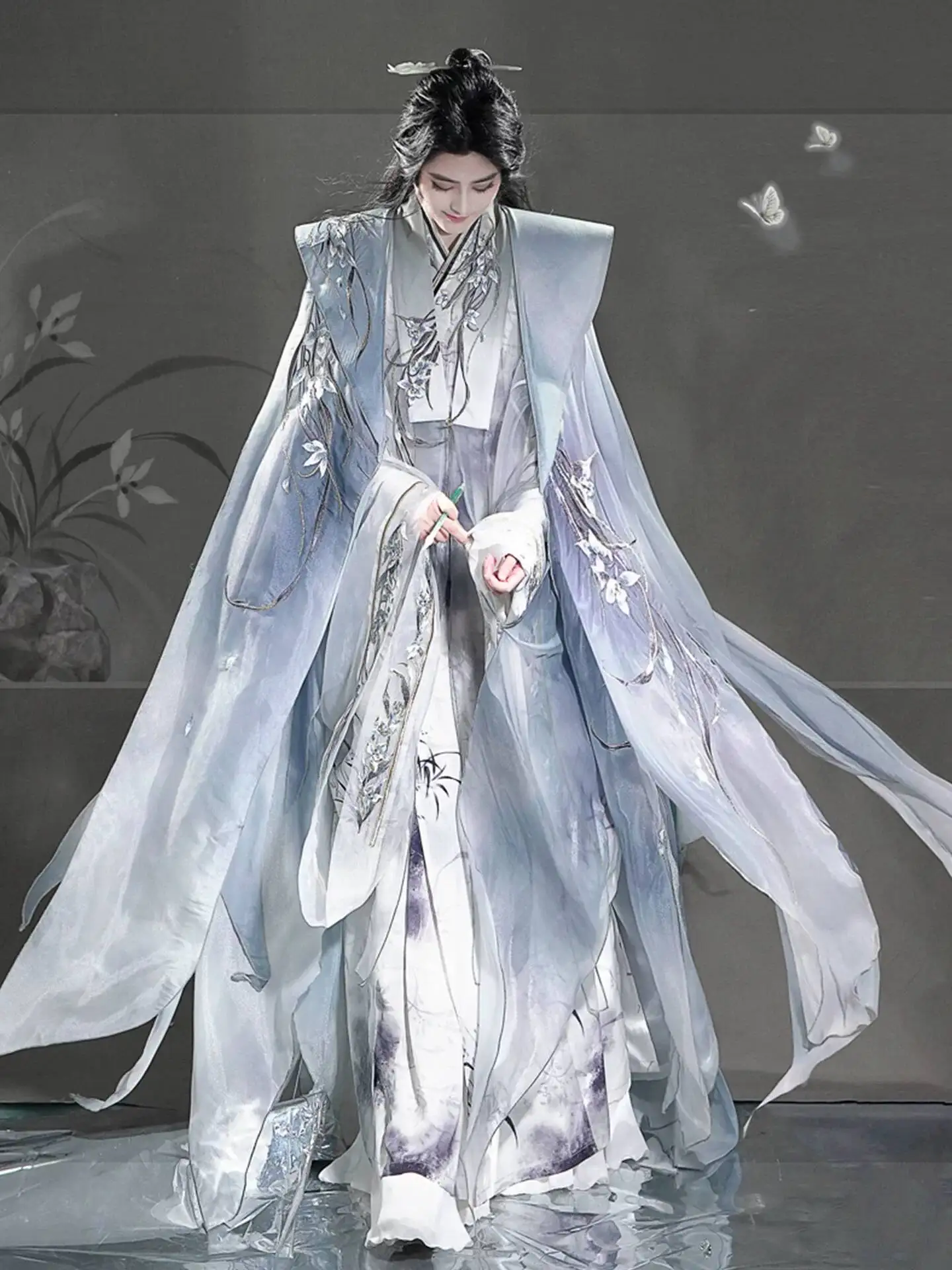

Hanfu For Both Men And Women, 2026 New Model, Traditional Chinese Style, Ming Dynasty Style, Intricately Embroidered Cape, Ink