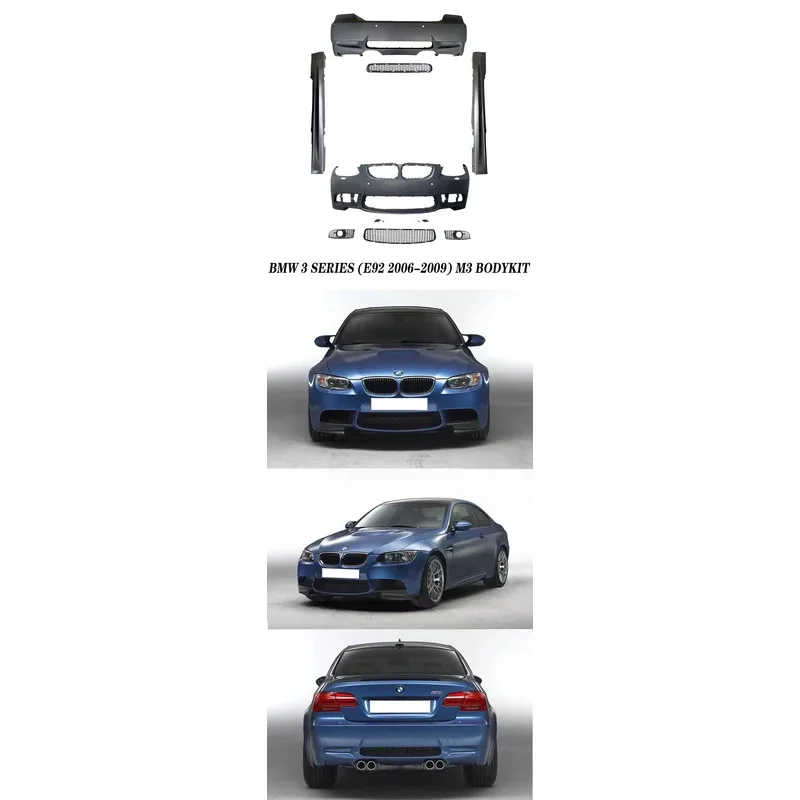 

for M3 M4 Body Kit s 3 Series High Quality PP+carbon Fiber Tail Throat 2005-2012 Car Bumpers E90 E92 E93 Refitted