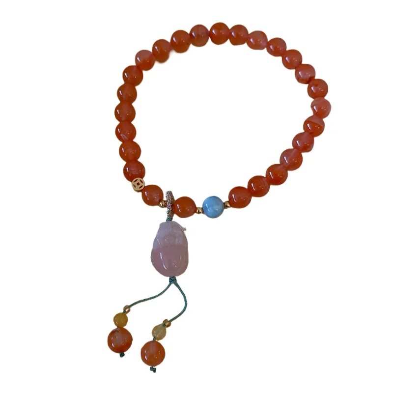 

Chinese style national style Nanhong agate Pixiu bracelet women's 2025 new bracelet light luxury niche exquisite hand jewelry