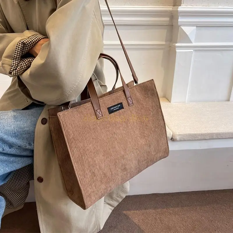 

X90D Corduroy Toted Bag Women Top Handle Satchel Handbags Purses with Detachable Strap Shoulder Bags Trendy Crossbody Bags