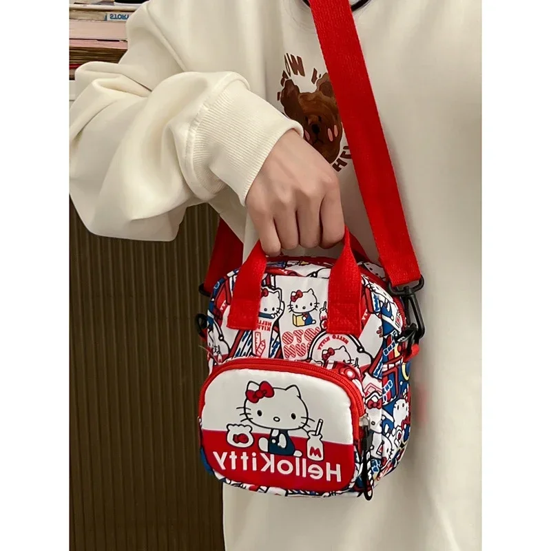 Sanurgente-Sac à main Hello Kitty pour enfants, sac messager en toile, sac de voyage portable, sac à main de dessin animé mignon, cadeaux de vacances à la mode, déterminer initié