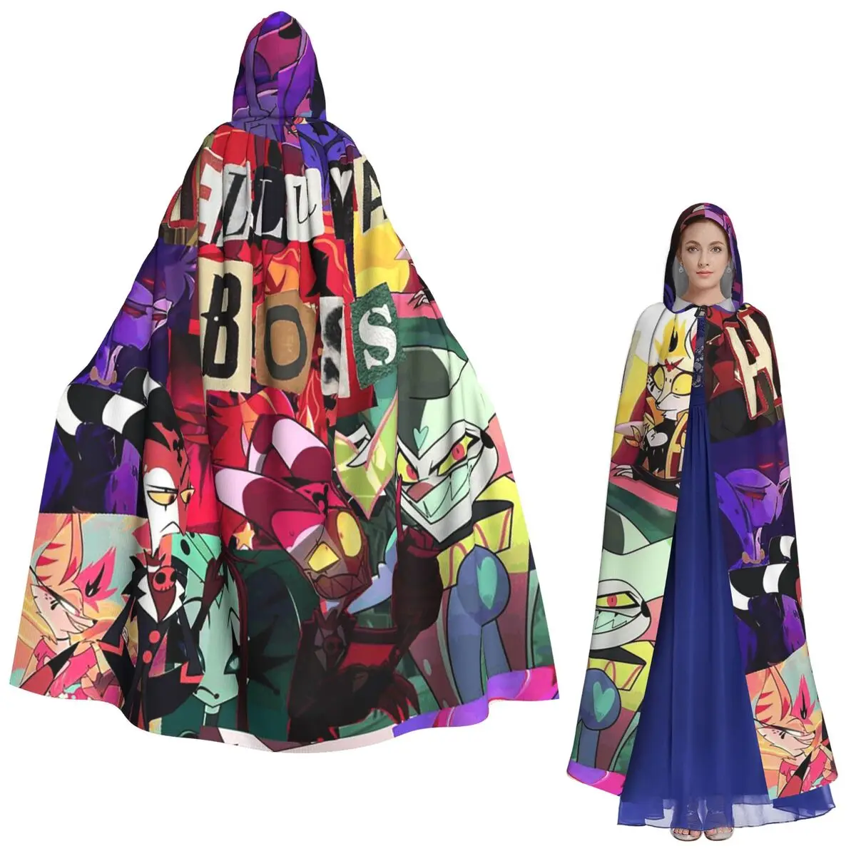 

Helluva Boss Cartoon Long Hooded Cloak Witch Medieval Costume Cosplay Cape HalloweenVampire Adult Unisex