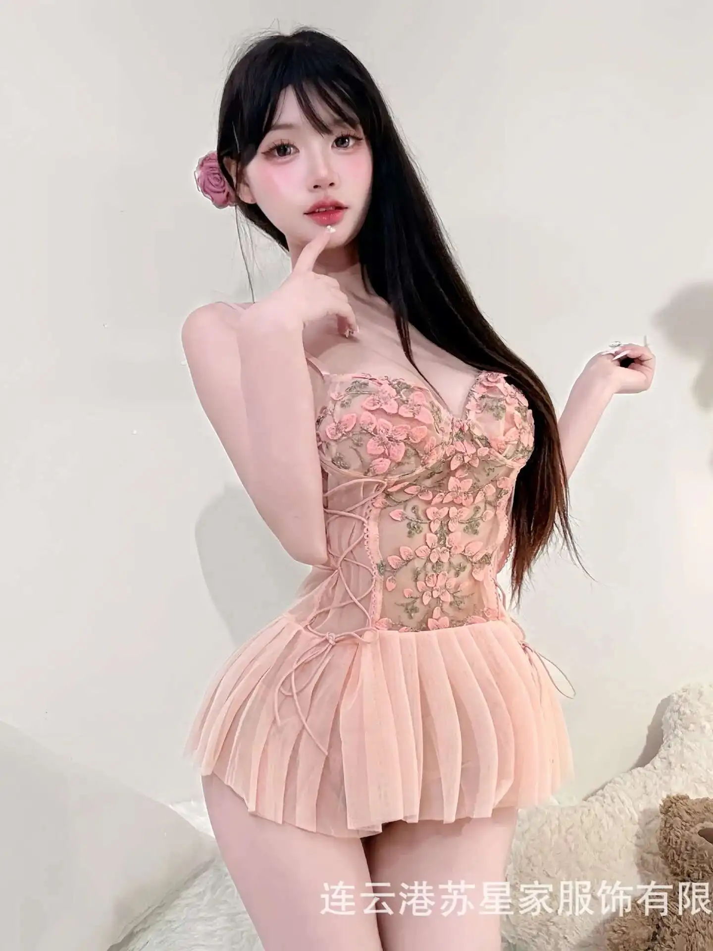 Lace Embroidery Sweet Nightdress With Underwire Strap Nightgown Hot Girl Dress Elegant Tank Mini Dress Hot Sexy Korean Women IAO