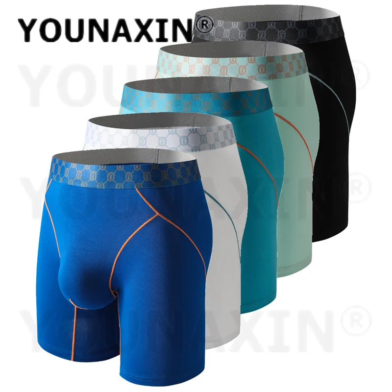 5 Pieces Men's Underwear Breathable Bamboo Fiber Boxer Briefs Training Fitness Sports Shorts Underpants Quick Drying M L XL 2XL