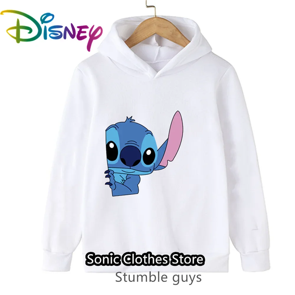 سترة بغطاء للرأس للفتيات من Stitch Disney Fall Kids ملابس رياضية كاجوال بطباعة Lilo & Stitch
