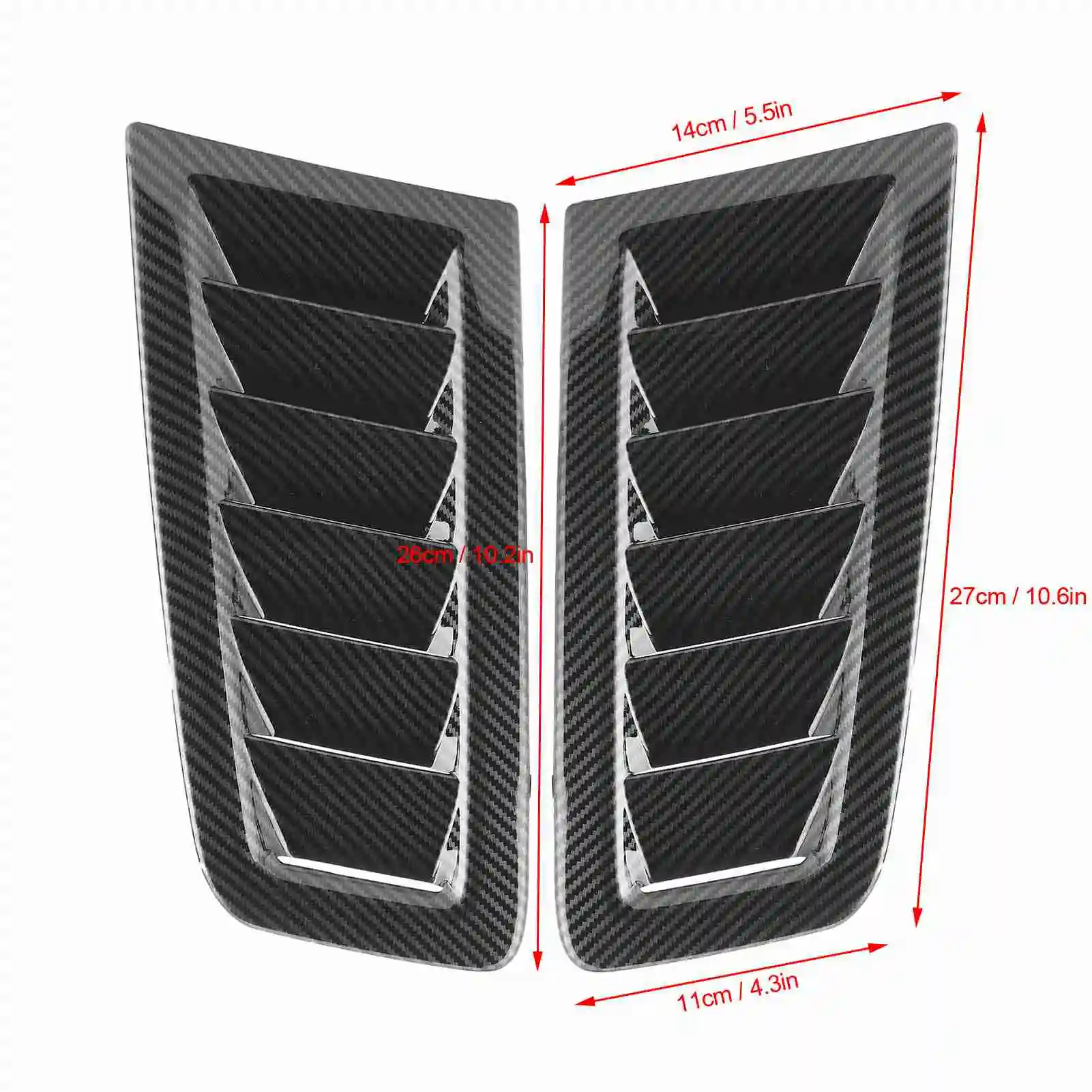 2Pcs Universal Bonnet Air Vents Engine Hood Car Exterior Parts For Focus RS MK2 StyleCarbon Fiber Color