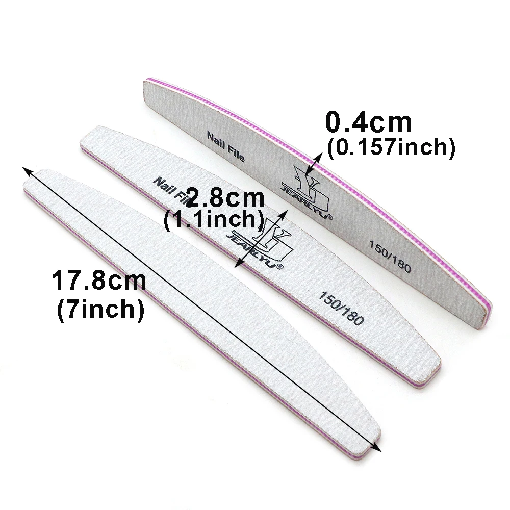 50 Uds. Limas de uñas profesionales de doble cara, herramientas de Arte de uñas de grano 150/180, papel de lija gris plátano, lima de uñas, suministros de manicura