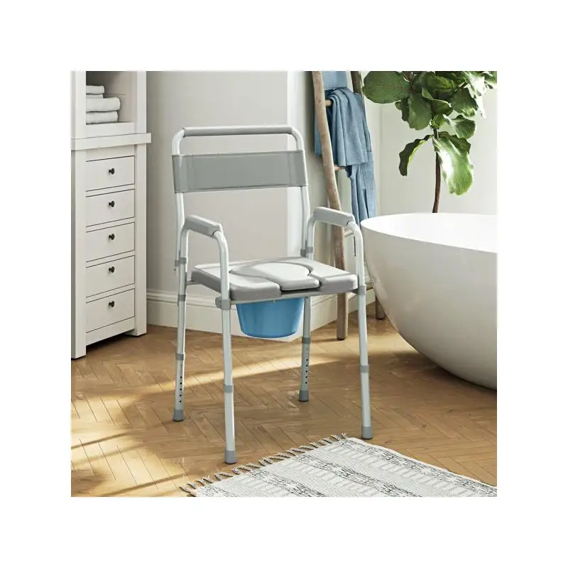 

Portable Accessibility Commode Chair for Bathroom Aid - Folding Design with Comfort Seat for Easy Use and Hygiene Solutions.
