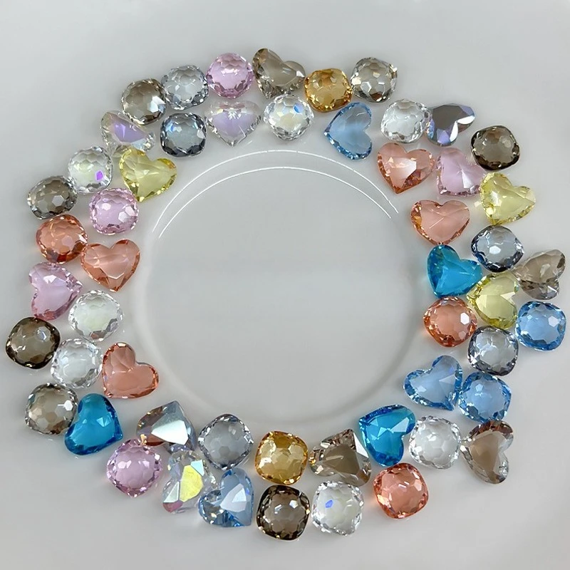 10Pcs Transparent Pointed Back Nail Charms, High Grade Geometric Multi-facet Bulb Fat Square Sparkly Crystals for Press On Nails