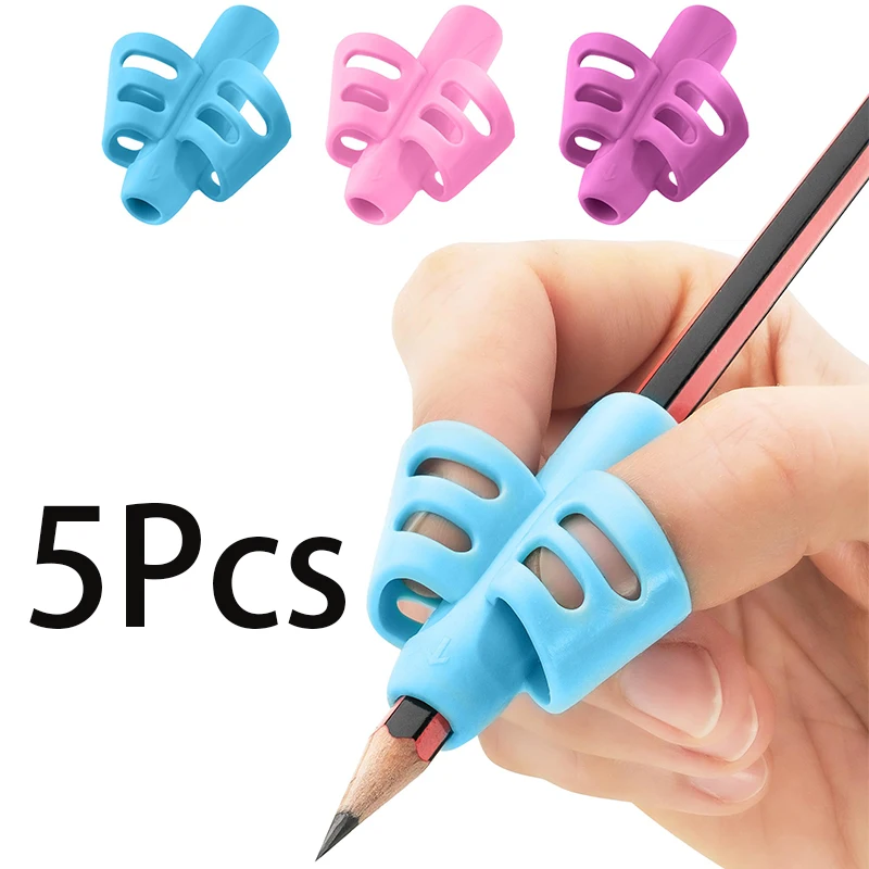 

5Pcs Children Writing Pencil Pen Holder Kids Learning Practise Silicone Pen Aid Grip Posture Correction Device for Students