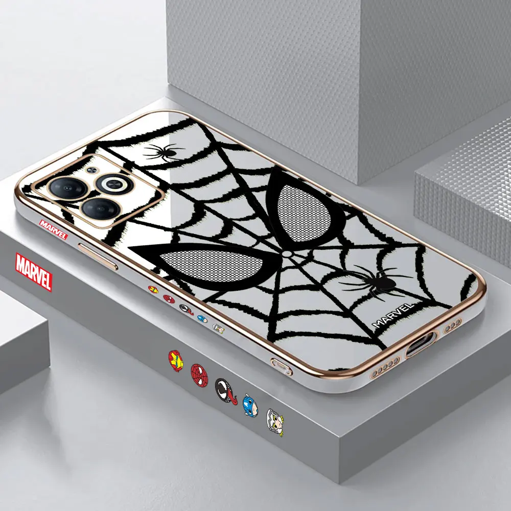 

Marvel Spider Man Web Phone Case For Xiaomi Mi 14 13 12T 12 11T 11 POCO X5 X4 X3 M5 M4 M3 F5 F4 F3 GT NFC PRO LITE Plating Cover