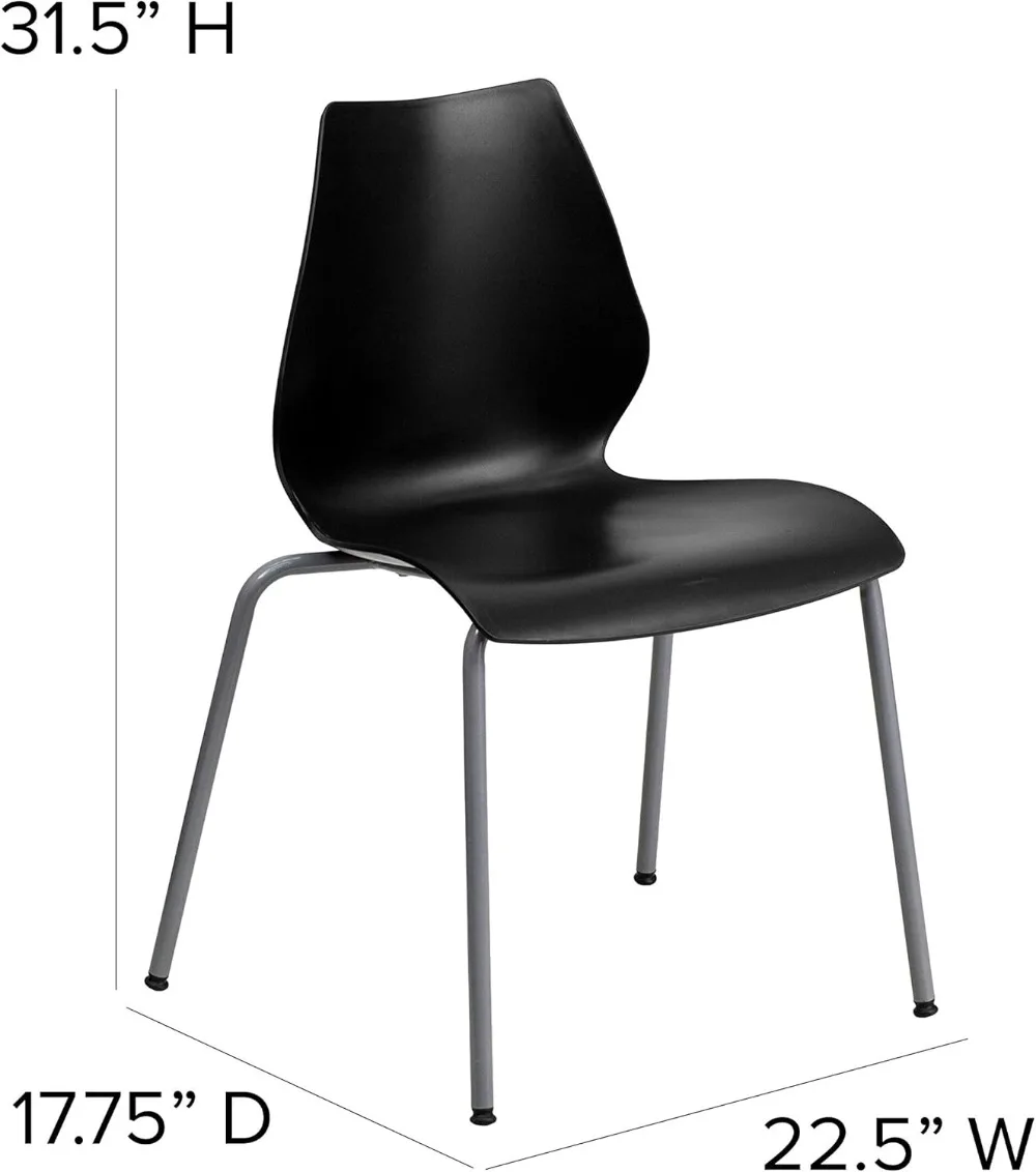 Kursi Tumpuk Tugas Berat dengan Penyangga Punggung, Kapasitas 770 lb, Rangka Perak - Desain Hemat Ruang