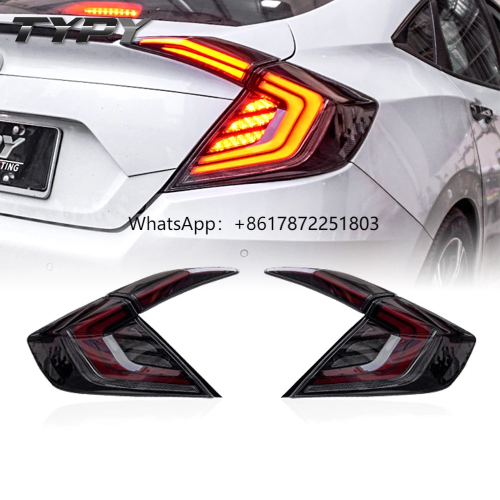 

TYPY New Modified Headlights With Spoiler Lights Car Tail Rear Bumper Lights Stop Lamp Led Tail Light for 2016-2021