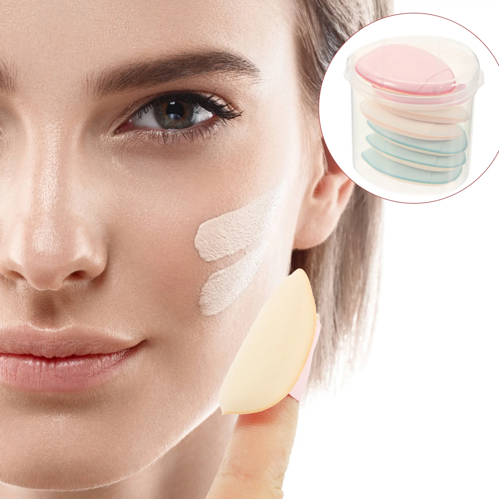 

7Pcs Mini Makeup Puff Finger Puff Breathable Reusable Facial Powder Blending Tools Facial Beauty