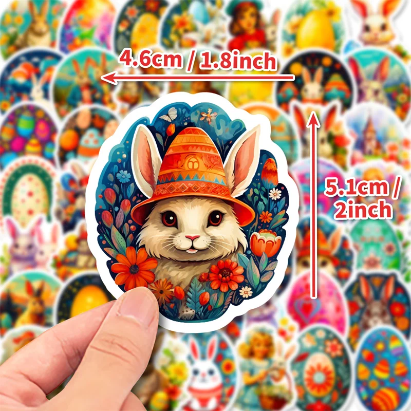 50PCS Creative Easter Egg Picture Graffiti Stickers Laptop Water Cup Phone Case Desktop Waterproof Decoration Rabbit Stickers
