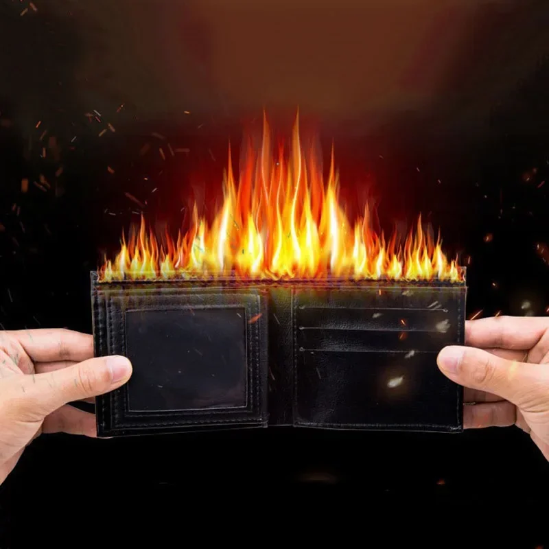 Magic Flame Wallet Novelty Fire Wallets Street Magic Perform Magician Prop Bar Illusion Stage Show Trick Prop Storage Wallet Toy