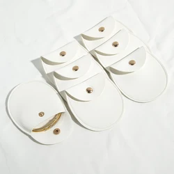5pcs Bulk Luxury PU Leather Jewelry Package White Gold Button Bags Weddding Gift Travel Bracelet Ring Earrings Organizer Pouches