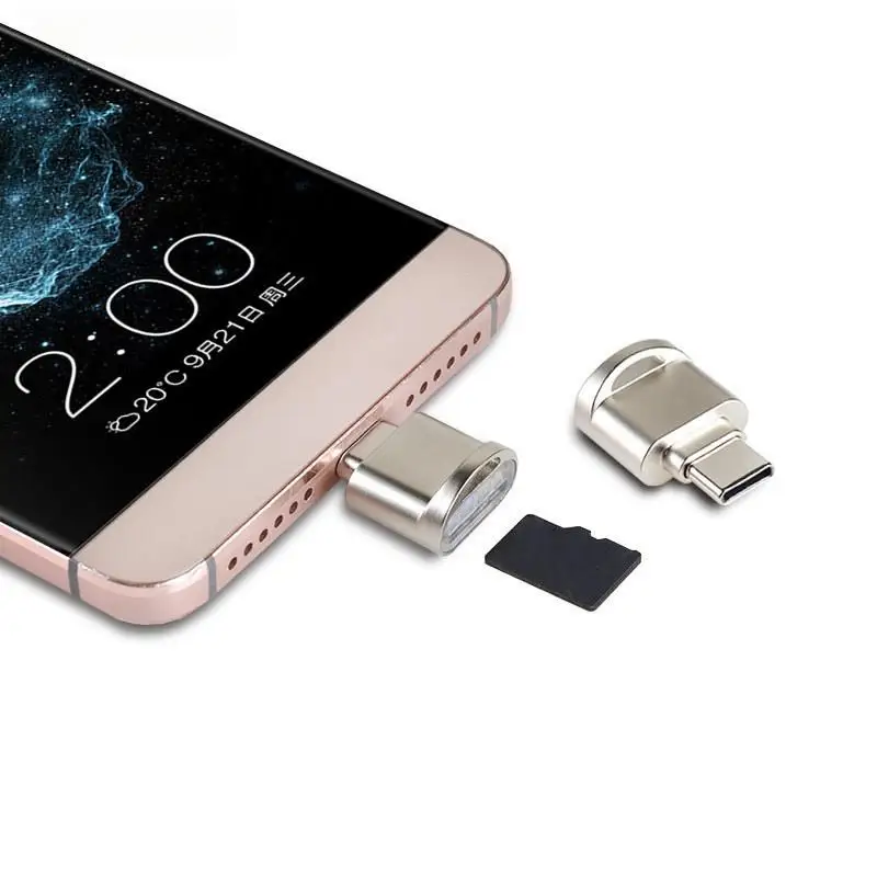 1 Piece Zinc Alloy USB 3.1 Type-C TF Mobile Card Reader For Xiaomi Laptop Multi Functional OTG Card Reader