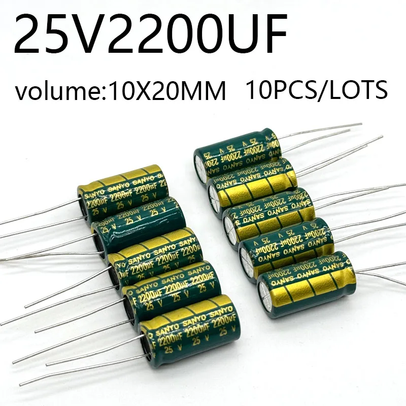 

10PCS/LOTS 25V2200UF 10*20 high frequency low impedance aluminum electrolytic capacitor 2200uf 25v