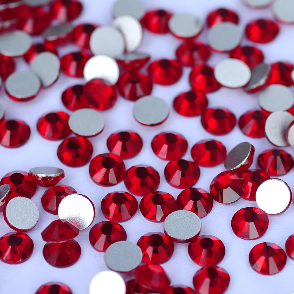 Siam Top Quality Red Non Hotfix Glass Rhinestones Wholesale Lead-free Crystal Stone Beads for Garment Diy Nail Accessories