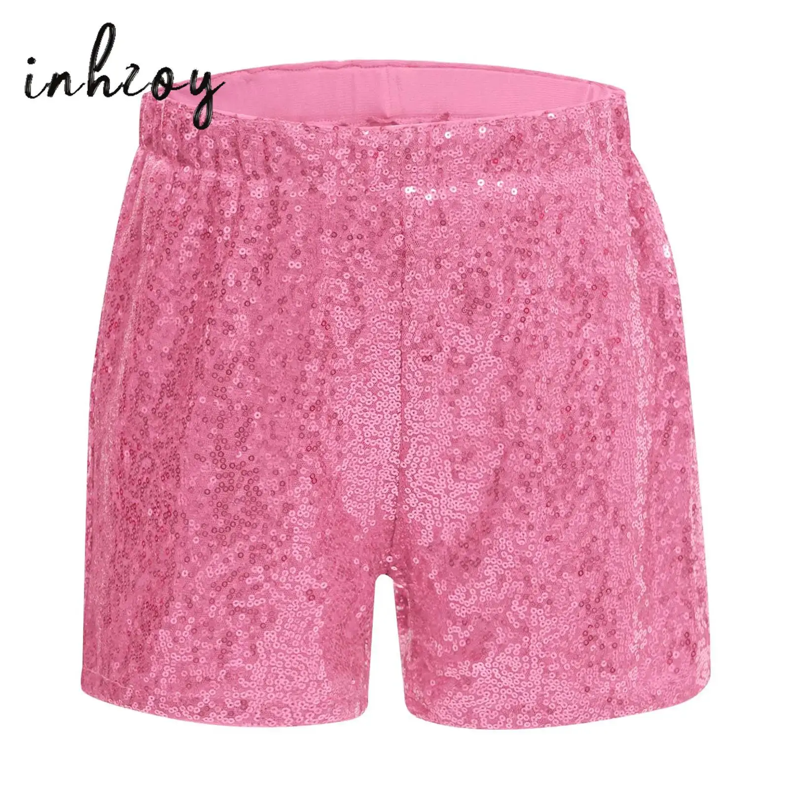 

Kids Girls Dance Short Shiny Sequins Elastic Waistband Boxer Shorts for Ballet Jazz Dance Cheerleading Performance Competition