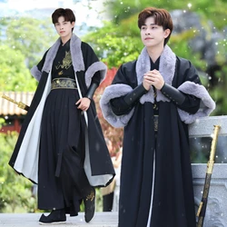 Thick Dragon Embroidery Hanfu Dress Han Dynasty Men Dance Costumes Traditional Hanfu Swordsman Classical Stage Robe Kimono
