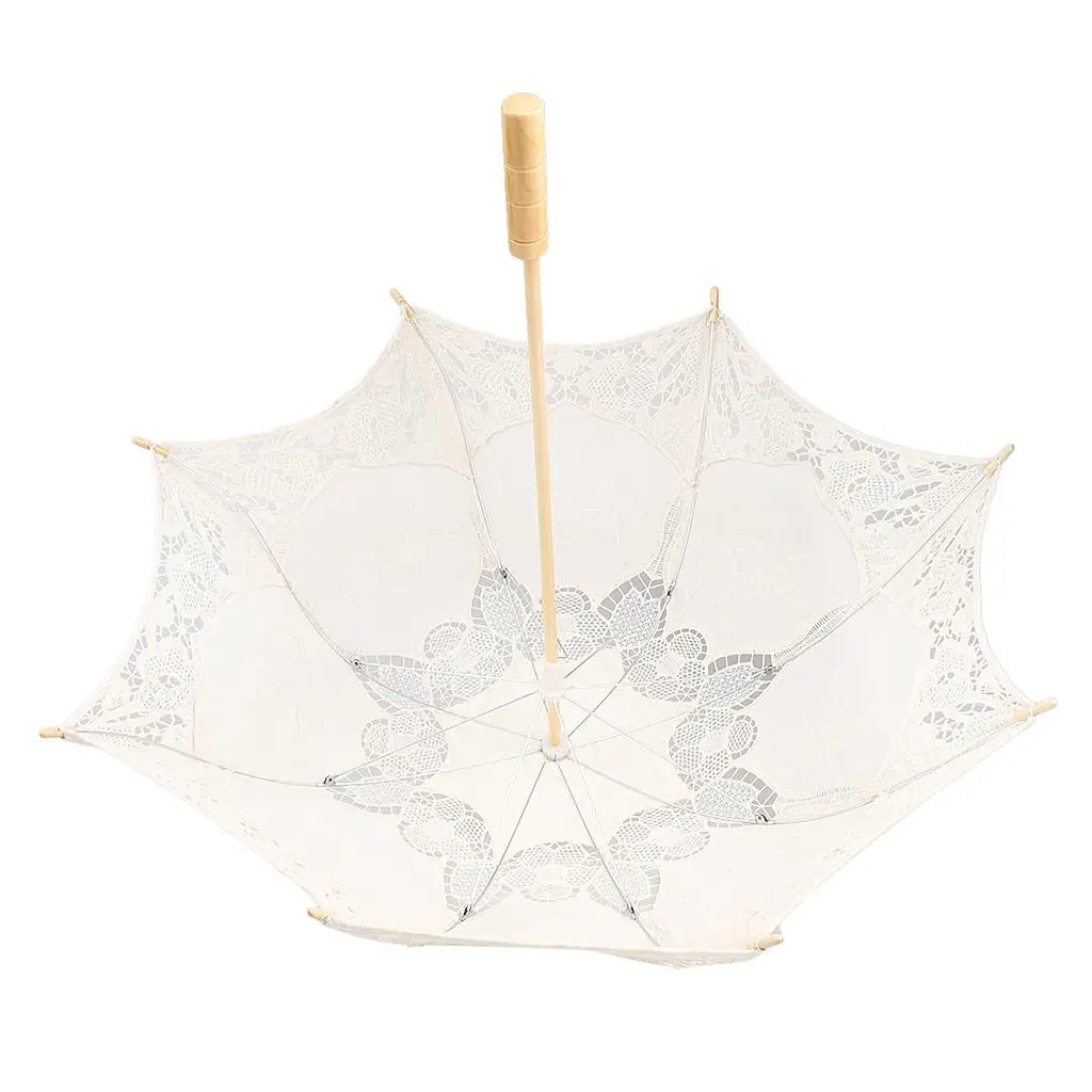 Mini Women’s Umbrella Cotton Parasol Flower Embroidery Sun Umbrella for Wedding Party Birthday Gift