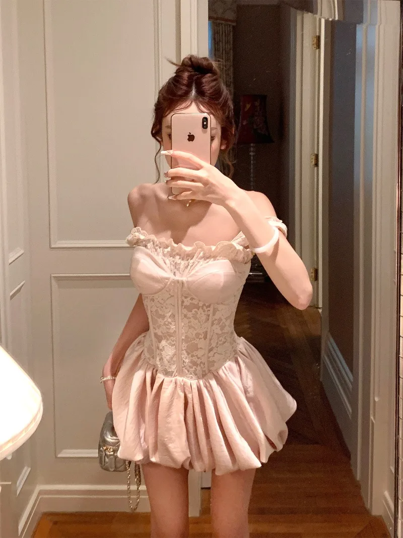 2025 estilo francês doce cor sólida elegante temperamento vestido 2025 verão nova moda venda quente vestidos de alça de cintura