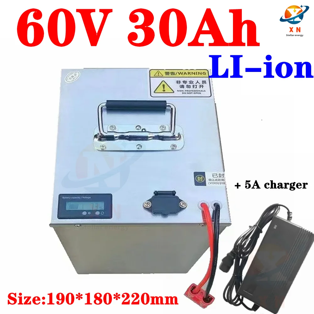 60v 30ah lithium ion battery BMS li ion for 2000W 3000W scooter ebike motorcycle vehicle forklift quadricycle + 5A charger