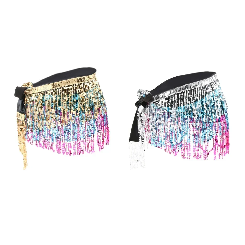 Paillettes danza del ventre Hip Wrap sciarpa gonna cintura danza Costume Dancewear Raves