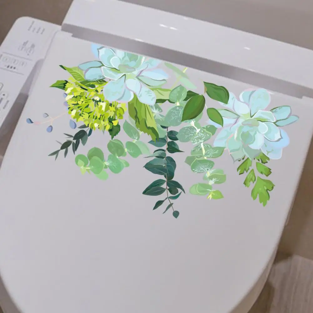 Flower Grass Wall Stickers PVC Decals Art Decoration Removable Toilet Lid Stickers Bathroom Ceramic Tile Stickers