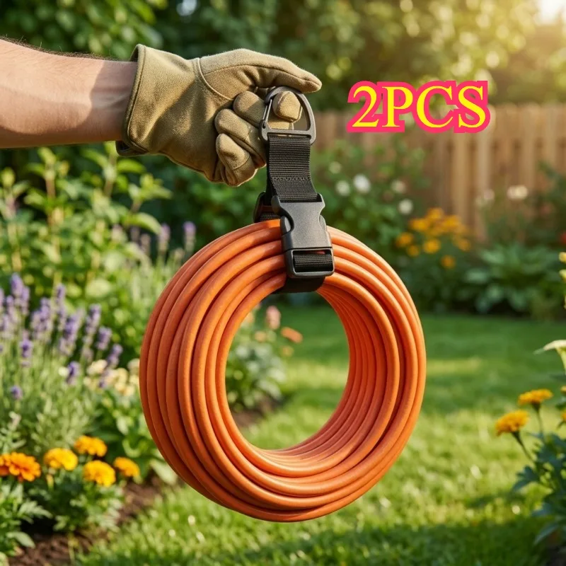 2 PCS Adjustable Garden Hose Straps Extension Cord Organizer Hanging Storage Straps Garage Shop Reusable Cable Management Ties