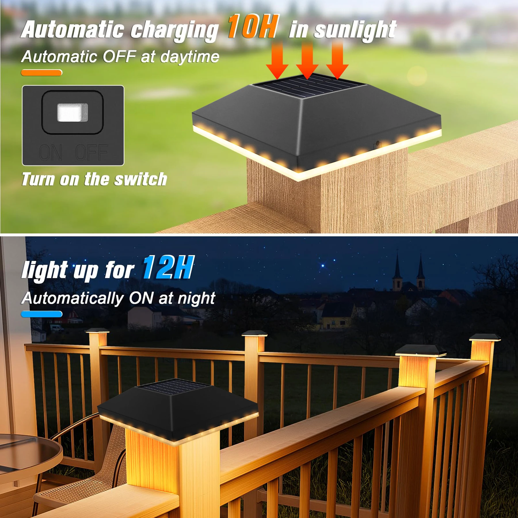 آخر أضواء في الهواء الطلق مقاوم للماء 2 حزمة ، سطح السفينة غطاء ضوء ل 4x4 خشبية/فينيل ، أسود الشمسية سياج آخر غطاء ضوء للحديقة/الفناء/الشرفة