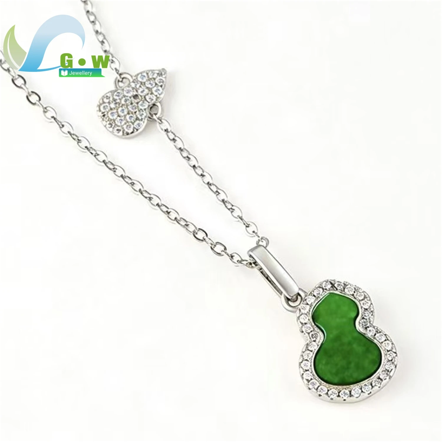 Natural Grade A Jadeite Flower Green Bright Green Ice Type Gourd Pendant Necklace Women Carved Gemstone Jewelry Lucky Charm Gift