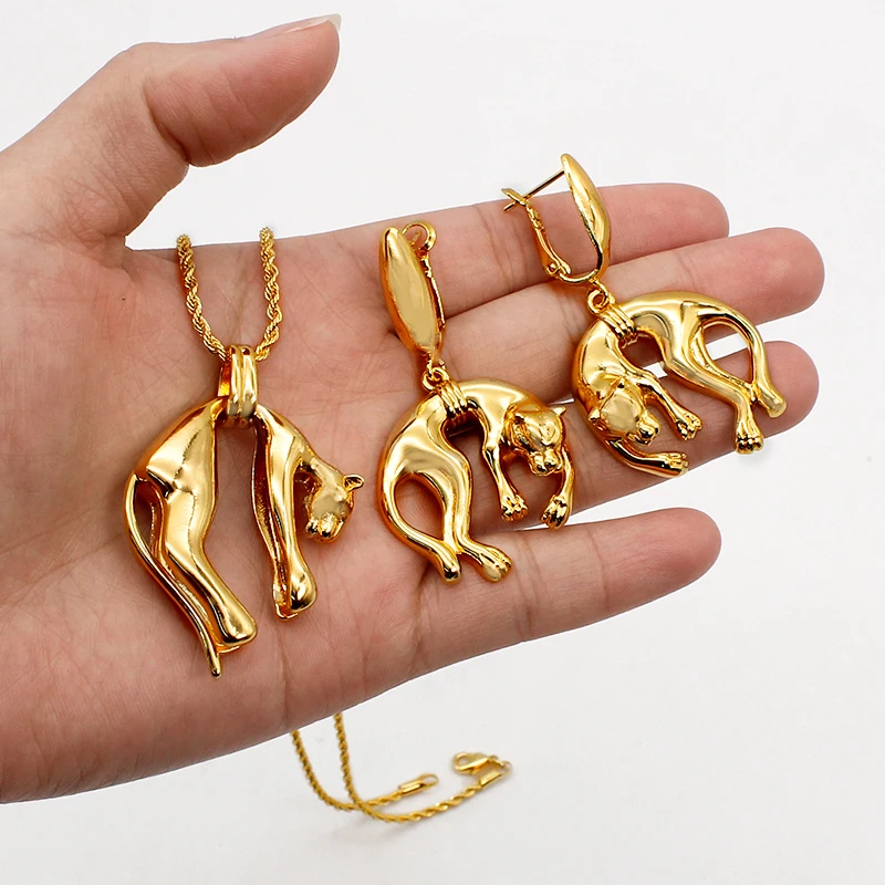 Brazil Jewelry Set For Women Animal Leopard Earrings Necklace Exquisite African Bride Wedding Accessories Gift