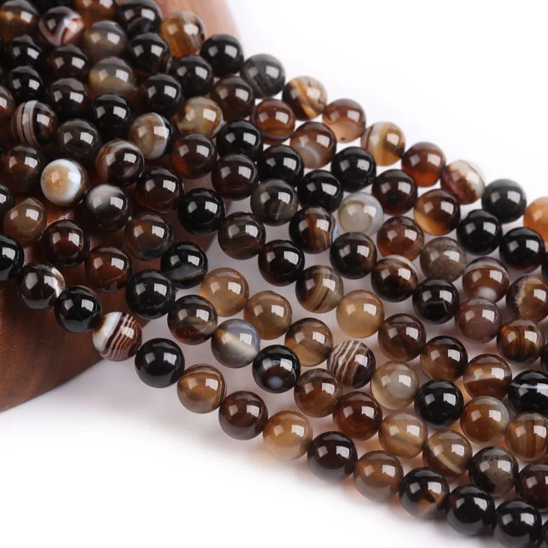 1 Strand Dark Brown Stripe Crystal Agate Natural Stone Beads For Jewelry Making Loose Spacer Beads DIY Necklace Bracelet